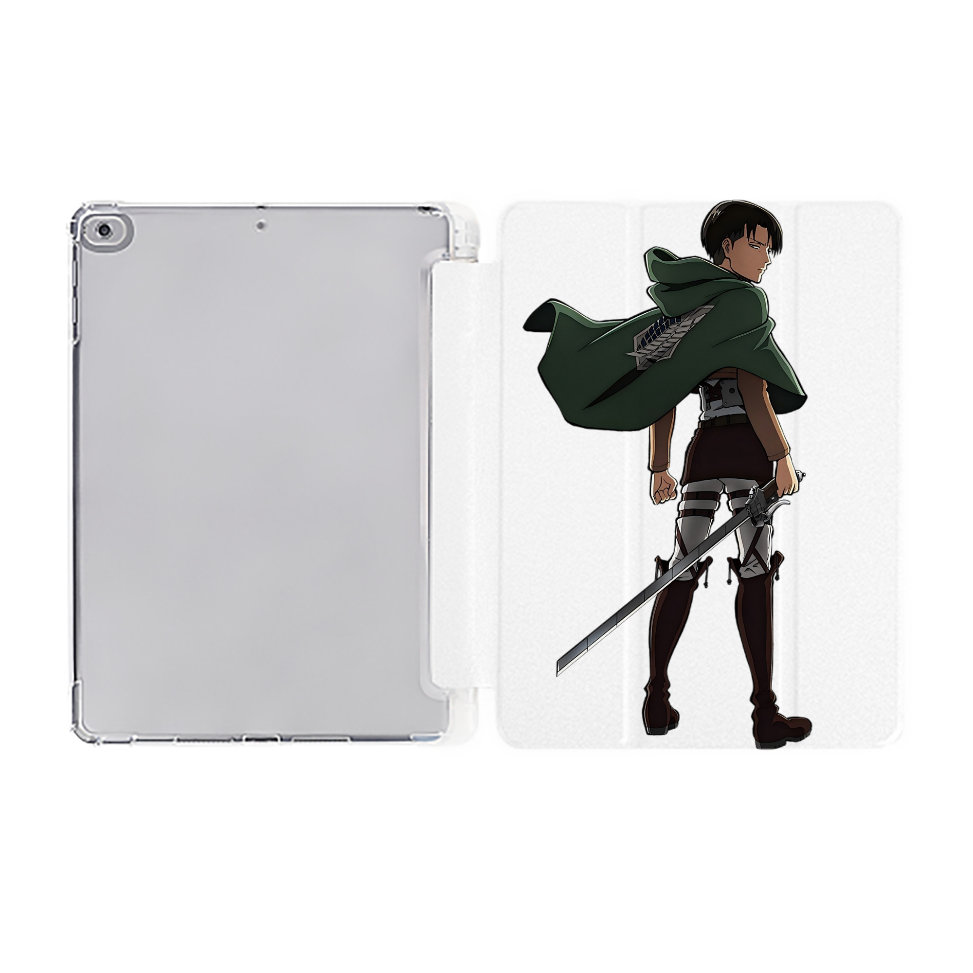 （画像用） 進撃の巨人 リヴァイ·アッカーマン Attack on Titan Levi Ackerman IPad ケース ペン収納付き 三つ折りスタンド PUレザー×シリコン 対応機種9.5/10.5/10.9インチ
